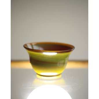 練上手黄金色江戸ガラス徳利と盃　Y028 