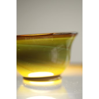 練上手黄金色江戸ガラス徳利と盃　Y028 