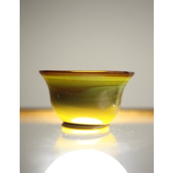 練上手黄金色江戸ガラス徳利と盃　Y028 