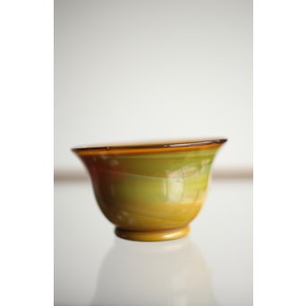 練上手黄金色江戸ガラス徳利と盃　Y028 