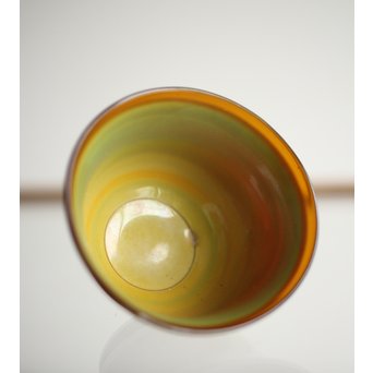 練上手黄金色江戸ガラス徳利と盃　Y028 