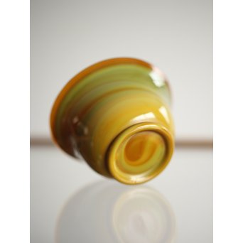 練上手黄金色江戸ガラス徳利と盃　Y028 