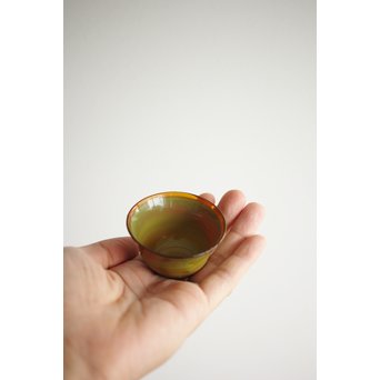 練上手黄金色江戸ガラス徳利と盃　Y028 