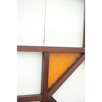 面取りガラスとフローラ黄色ガラスの窓 2枚1組　GD0048Y 