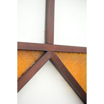 面取りガラスとフローラ黄色ガラスの窓 2枚1組　GD0048Y 