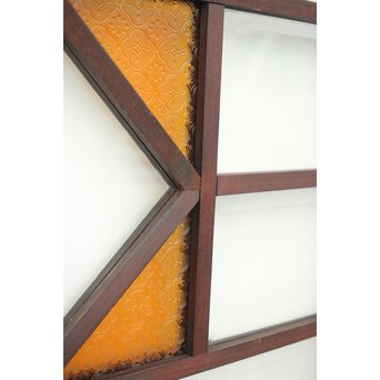 面取りガラスとフローラ黄色ガラスの窓 2枚1組　GD0048Y 