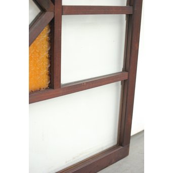 面取りガラスとフローラ黄色ガラスの窓 2枚1組　GD0048Y 