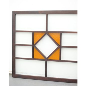 面取りガラスとフローラ黄色ガラスの窓 2枚1組　GD0048Y 