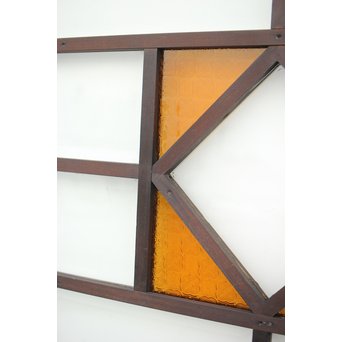 面取りガラスとフローラ黄色ガラスの窓 2枚1組　GD0048Y 