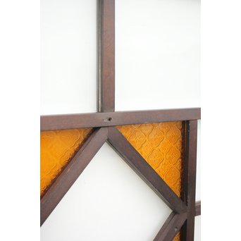 面取りガラスとフローラ黄色ガラスの窓 2枚1組　GD0048Y 