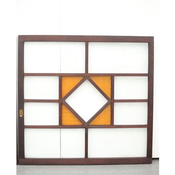 面取りガラスとフローラ黄色ガラスの窓 2枚1組　GD0048Y 