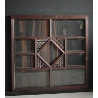 面取りガラスとフローラ黄色ガラスの窓 2枚1組　GD0048Y 