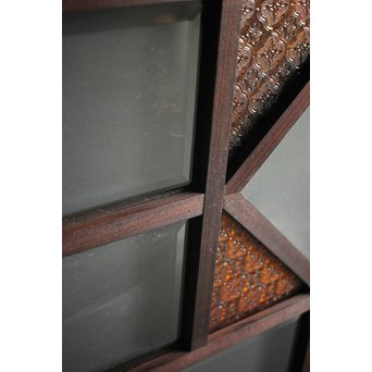 面取りガラスとフローラ黄色ガラスの窓 2枚1組　GD0048Y 