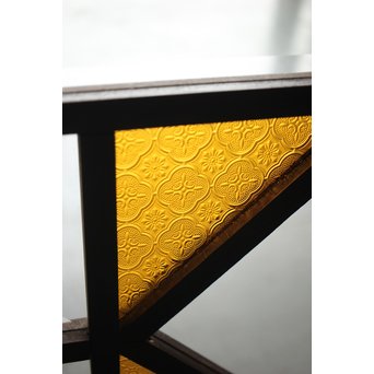 面取りガラスとフローラ黄色ガラスの窓 2枚1組　GD0048Y 