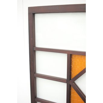 面取りガラスとフローラ黄色ガラスの窓 2枚1組　GD0048Y 