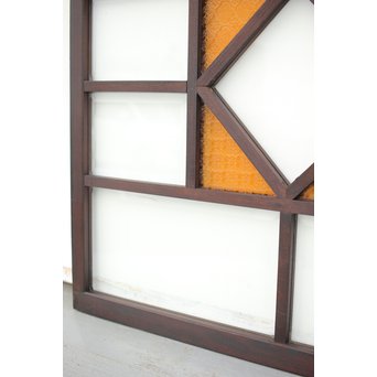 面取りガラスとフローラ黄色ガラスの窓 2枚1組　GD0048Y 