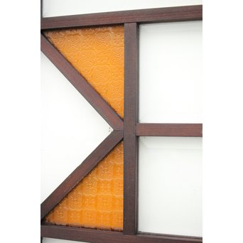 面取りガラスとフローラ黄色ガラスの窓 2枚1組　GD0048Y 