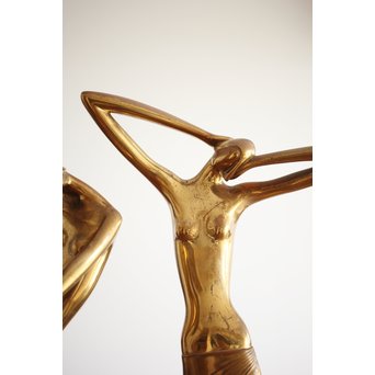 在銘 ブロンズ女性像 一対　M237 