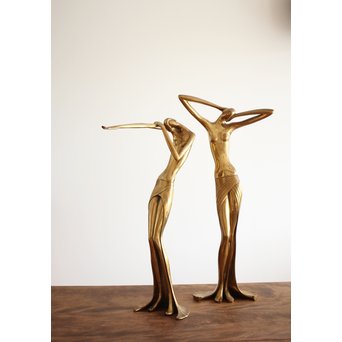 在銘 ブロンズ女性像 一対　M237