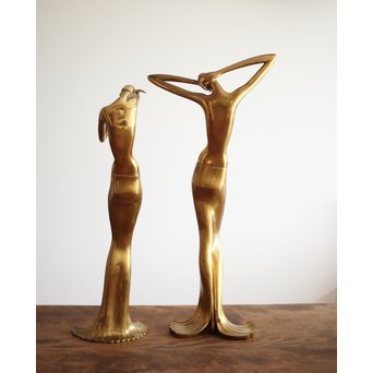 在銘 ブロンズ女性像 一対　M237 