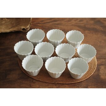 古伊万里白磁 菊型向付 10客1組　P204 