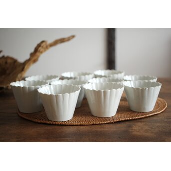 古伊万里白磁 菊型向付 10客1組　P204 