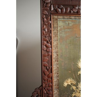 日光彫と明治刺繍の衝立　X260Y 