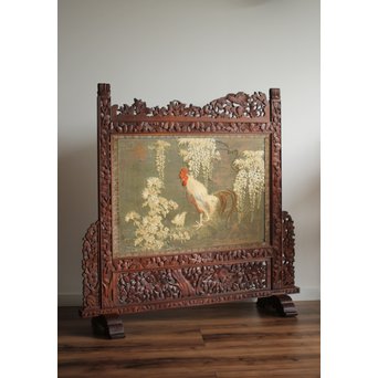 日光彫と明治刺繍の衝立　X260Y