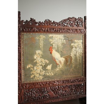 日光彫と明治刺繍の衝立　X260Y 