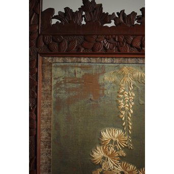 日光彫と明治刺繍の衝立　X260Y 