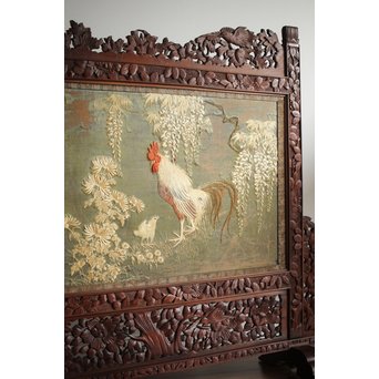 日光彫と明治刺繍の衝立　X260Y 