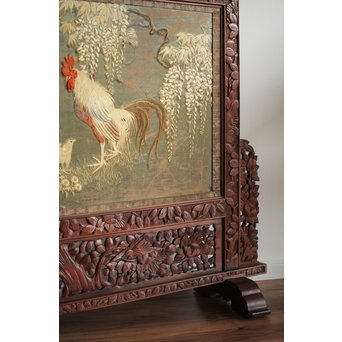 日光彫と明治刺繍の衝立　X260Y 