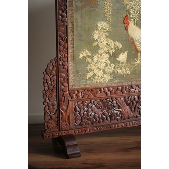日光彫と明治刺繍の衝立　X260Y 