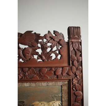 日光彫と明治刺繍の衝立　X260Y 