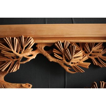 大雲銘 松竹梅深彫木彫欄間 2枚1組　R0050Y 