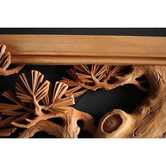 大雲銘 松竹梅深彫木彫欄間 2枚1組　R0050Y 