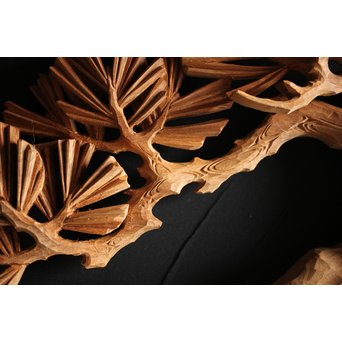 大雲銘 松竹梅深彫木彫欄間 2枚1組　R0050Y 