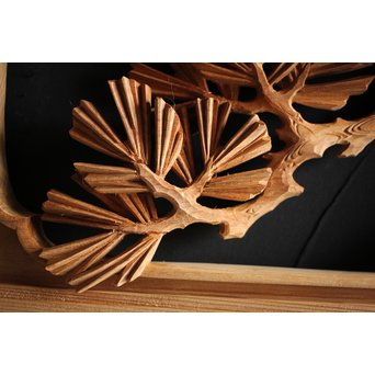 大雲銘 松竹梅深彫木彫欄間 2枚1組　R0050Y 