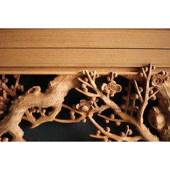 大雲銘 松竹梅深彫木彫欄間 2枚1組　R0050Y 