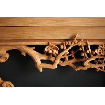 大雲銘 松竹梅深彫木彫欄間 2枚1組　R0050Y 