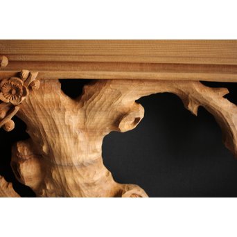 大雲銘 松竹梅深彫木彫欄間 2枚1組　R0050Y 