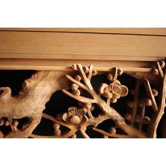 大雲銘 松竹梅深彫木彫欄間 2枚1組　R0050Y 