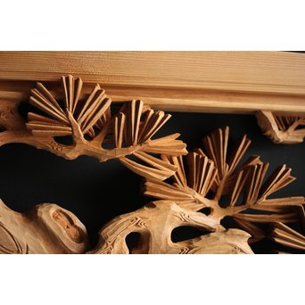 大雲銘 松竹梅深彫木彫欄間 2枚1組　R0050Y 