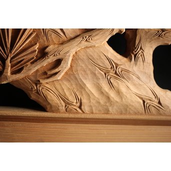 大雲銘 松竹梅深彫木彫欄間 2枚1組　R0050Y 