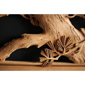 大雲銘 松竹梅深彫木彫欄間 2枚1組　R0050Y 