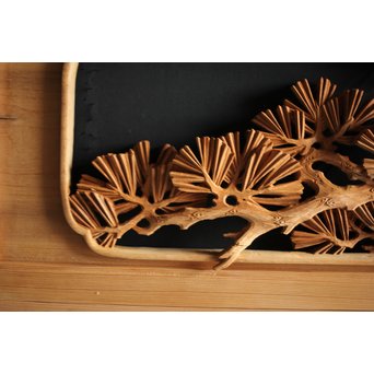 大雲銘 松竹梅深彫木彫欄間 2枚1組　R0050Y 