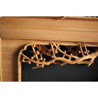 大雲銘 松竹梅深彫木彫欄間 2枚1組　R0050Y 