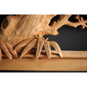 大雲銘 松竹梅深彫木彫欄間 2枚1組　R0050Y 