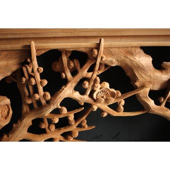 大雲銘 松竹梅深彫木彫欄間 2枚1組　R0050Y 