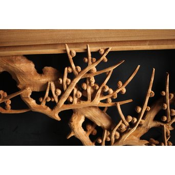 大雲銘 松竹梅深彫木彫欄間 2枚1組　R0050Y 